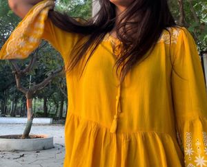 Mustard Yellow Short Kurti Top