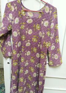 Flower Printed Brown And Purple Suit Set