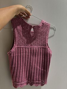 Mauve Knit Crop Tank Top