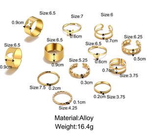 Gold Plated 12 Pcs Stackable Rings