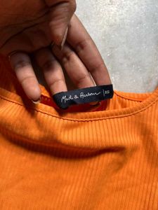 Orange Ribbed Tank Top