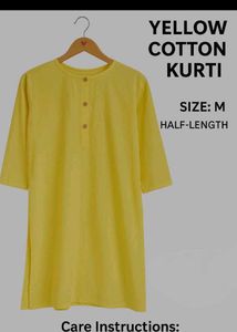 Yellow Cotton Kurti - Size M