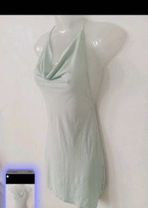 Shein Mint Green Cowl Neck Halter Dress