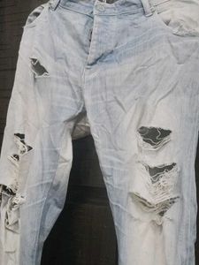 Ripped Denim Jeans XL Size