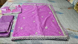 heavy beautiful purple sari with blouse and pettic