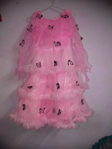 Pink Butterfly Layered Dress