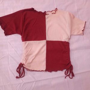 Color Block Ruffle Trim Tee