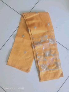 Beautiful Embroidery Orange Unstitched Blouse Piec
