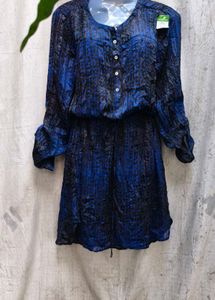 I. Blue Printed Dress