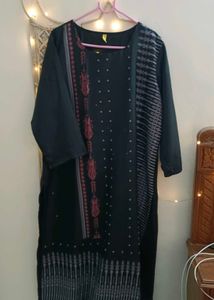 Printed Black Straight Kurta 3XL