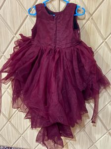 Maroon Party Dress tail cut