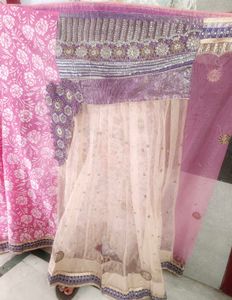 Pink Floral Saree with Embellished Border