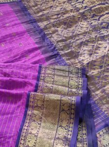 Purple and navy blue Dharmavaram pattu Saree