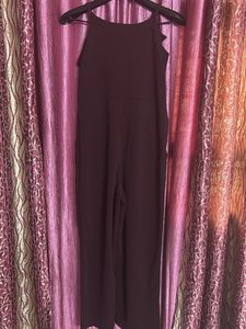 Burgundy Wrap-Front Jumpsuit