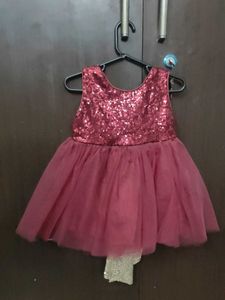 Girls Frock With Golden Bow