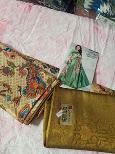 Digital Floral Softy Kuberpattu In Olive Shade