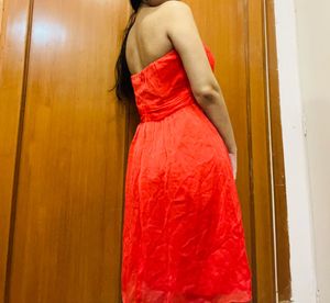 Coral Strapless Mini Dress