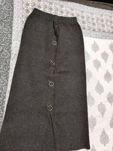 Women Grey Knitted Pencil Winter Skirt