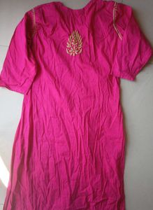 Pink Embroidered Kurta