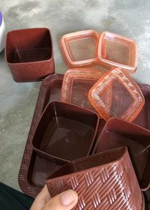 Vintage Square Food Containers - Set of 4