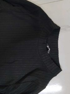 Black Ribbed Mock Neck One Piece