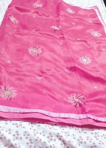 Elegant Pink Saree with Blouse Piece