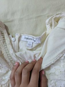 White Lacey Peplum Top- Forever New