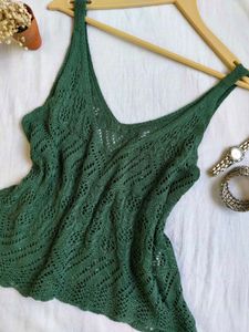 Green Crochet Cami Top