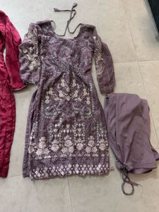 Organza Red Kurta Pakistani Set