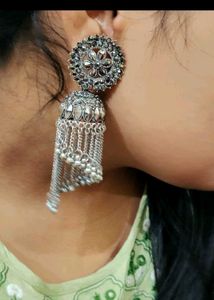 Elegant Silver Jhumka Earrings