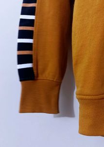 Cozy Mustard Yellow Striped Hoodie