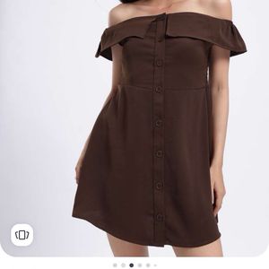 Brown Off-Shoulder Dress