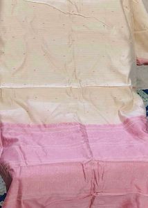 Very fresh beautiful beige and pink pleasing saree