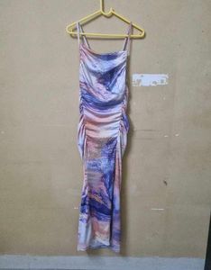 Abstract Printed Ruched Dress
