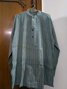 Green Embroidery Short Kurta For Men