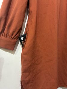 Belted Brown Midi Dress