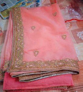 Saree Peach Colour