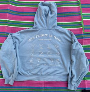 Blue Hoodie with Balloon Sleeves