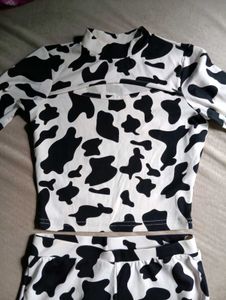 Cow Print Crop Top & Leggings Set