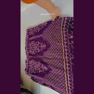 Elegant Purple Embroidered Trauser Suit