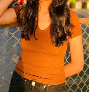Brown V-Neck T-Shirt
