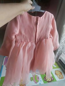 New Peach Full Sleeved Frock For Baby Girl