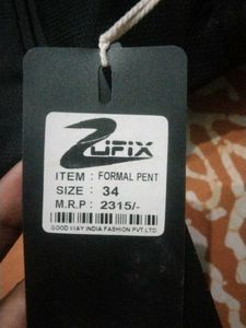 Black Solid Pant Size 34  Brand Zufix With Combo P