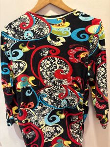 Vintage Patterned V-Neck Dress
