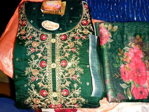 Green Embroidered Kurta Set