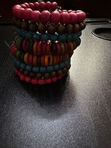 Colorful Wood Bead Bracelets