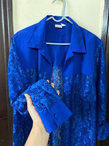 Blue Lace Open Cardigan Fits M-xxl
