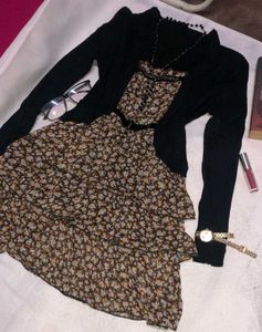 Floral Vintage with Black Cardigan✨