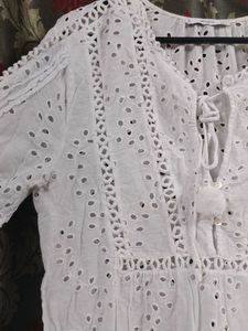 MANGO brand- White Embroidered Dress