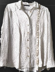 Xxl Ivory Shirt With Black Polka Dots